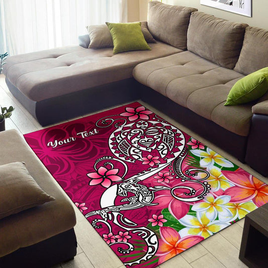Samoa Custom Personalised Area Rug Turtle Plumeria (Pink)