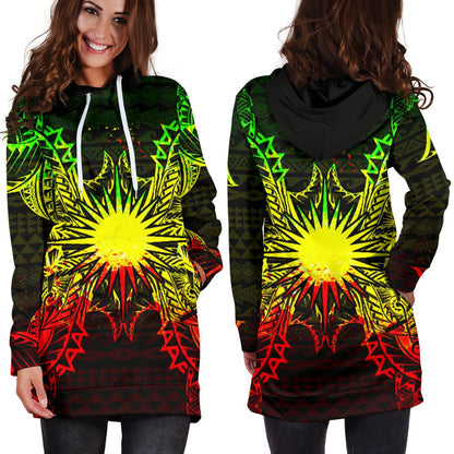 Marshall Islands Polynesian Hoodie Dress Map Reggae
