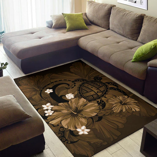 Hawaii Turtle Map Hibiscus Plumeria Gold