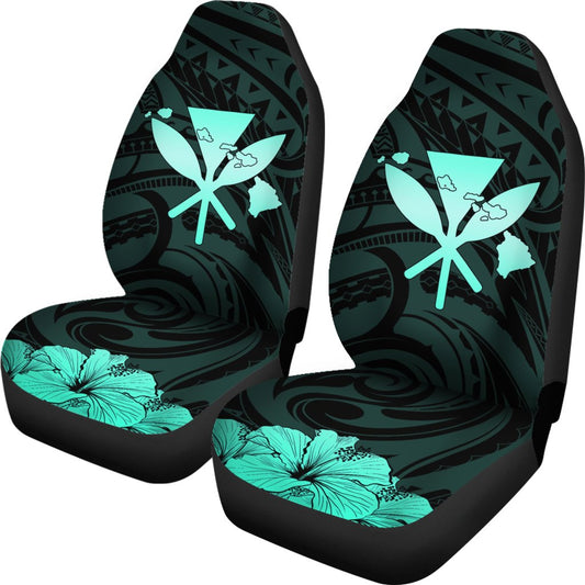 Hawaiian Kanaka Car Seat Covers Hibiscus Polynesian Love Turquoise