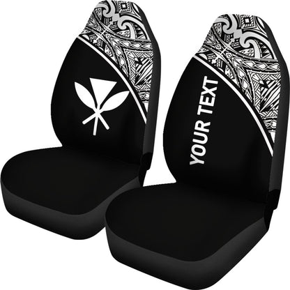 Hawaii Custom Personalised Car Seat Covers Kanaka Maoli Polynesian Curve Black
