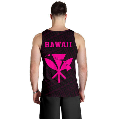 Hawaii Kakau Polynesian Kanaka Map Men's Tank Top Pink