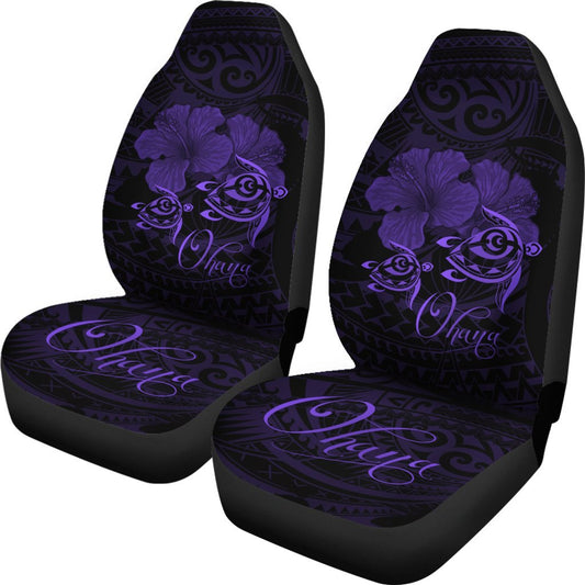 Hawaii Turtle Ohana Hibiscus Poly Car Seat Covers Purple