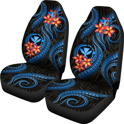 Polynesian Hawaii Car Seat Covers Blue Plumeria