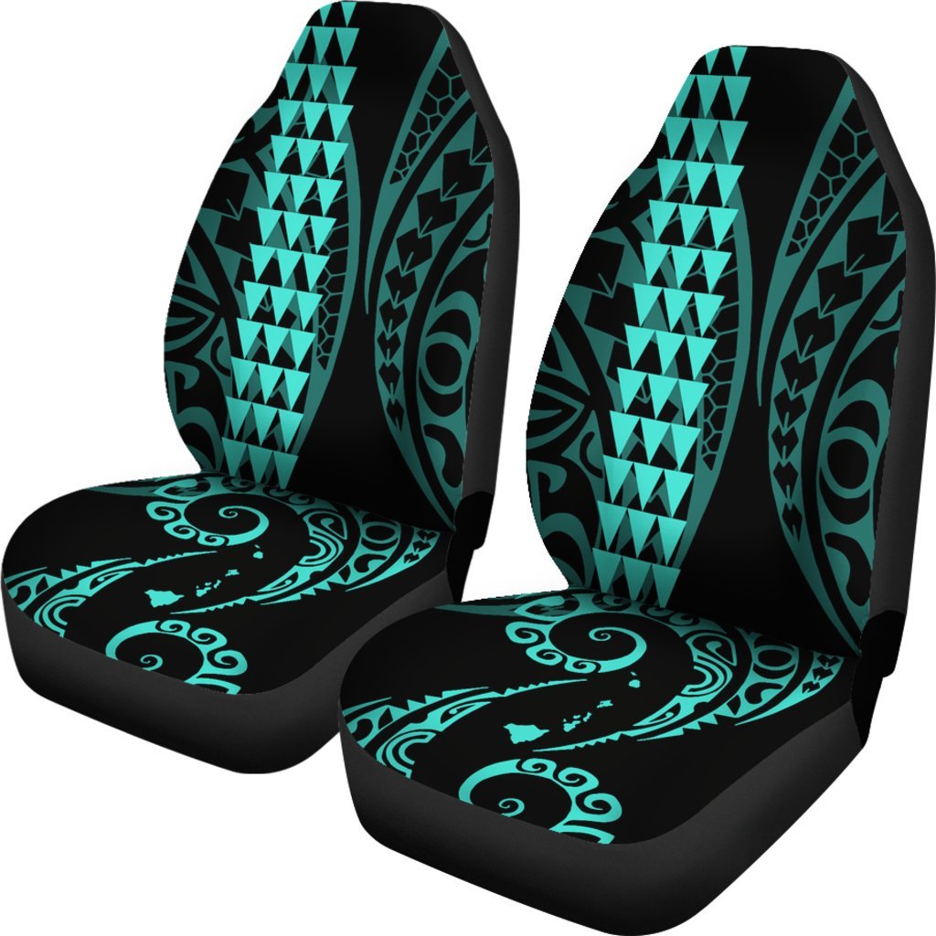 Hawaii Kakau Turquoise Polynesian Car Seat Covers
