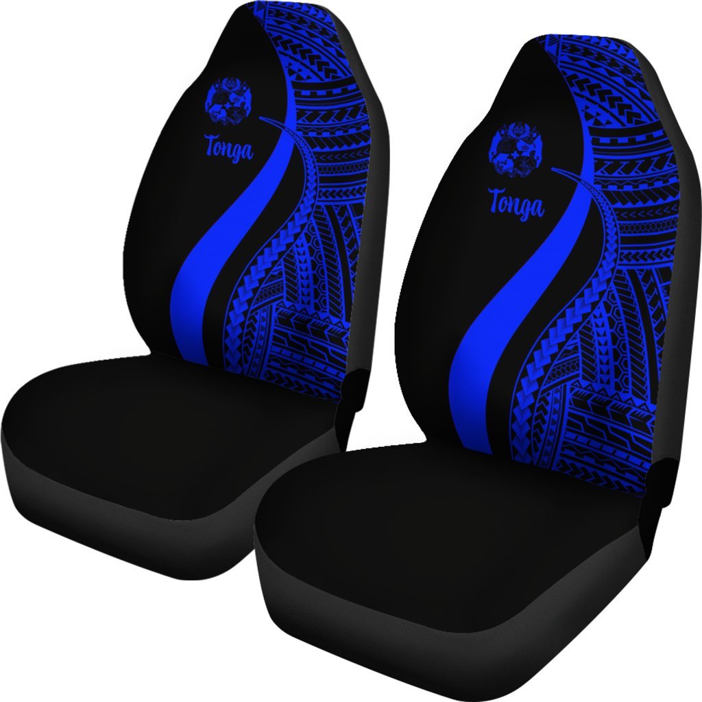 Tonga Car Seat Covers Blue Polynesian Tentacle Tribal Pattern