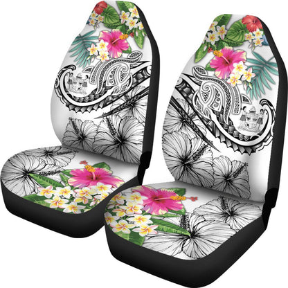 Fiji Polynesian Car Seat Covers Summer Plumeria (White)