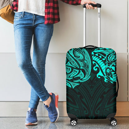 New Zealand Luggage Covers, Maori Polynesian Tattoo Turquoise