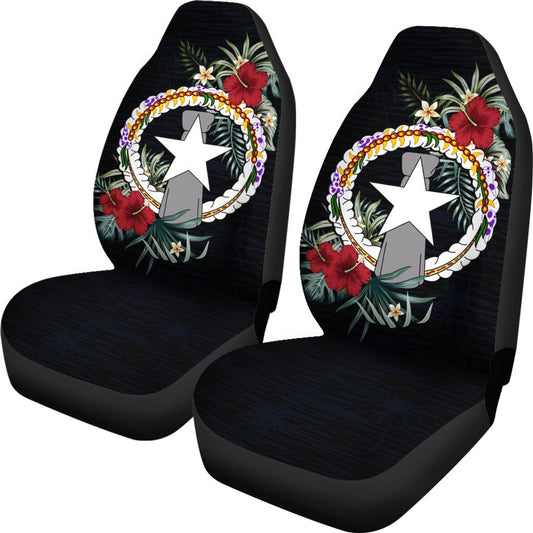 Northern Mariana Islands Car Seat Covers Northern Mariana Islands Flag Hibiscus A02