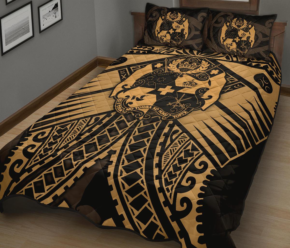 Tonga Polynesian Quilt Bed Set Tonga Gold Seal Polynesian Tattoo