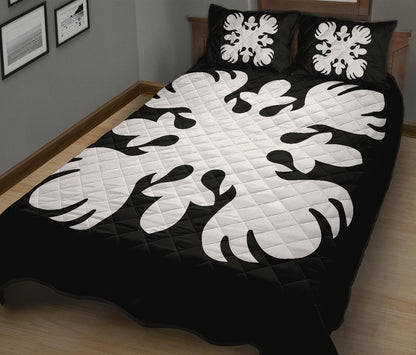 Hawaiian Quilt Bed Set Royal Pattern Black and White O2 Style