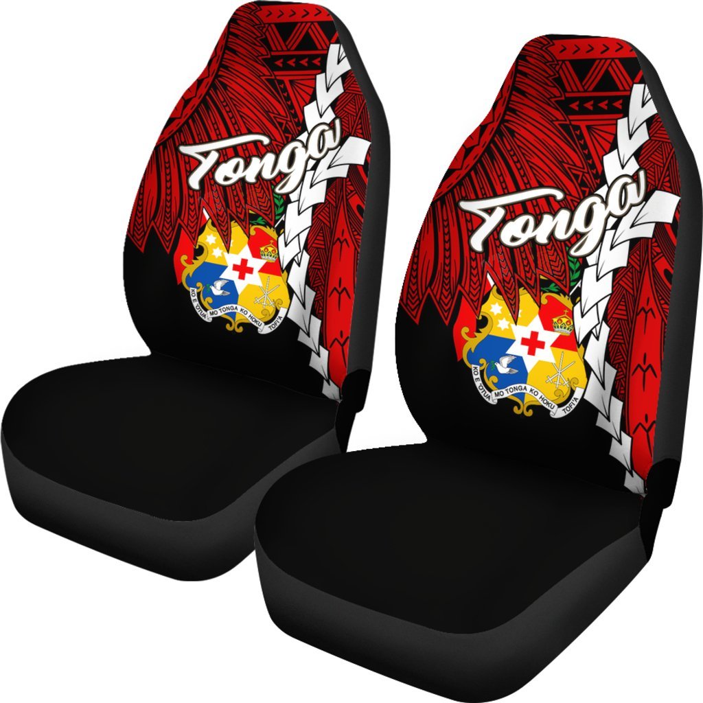 Tonga Polynesian Car Seat Covers Tribal Wave Tattoo Flag Color
