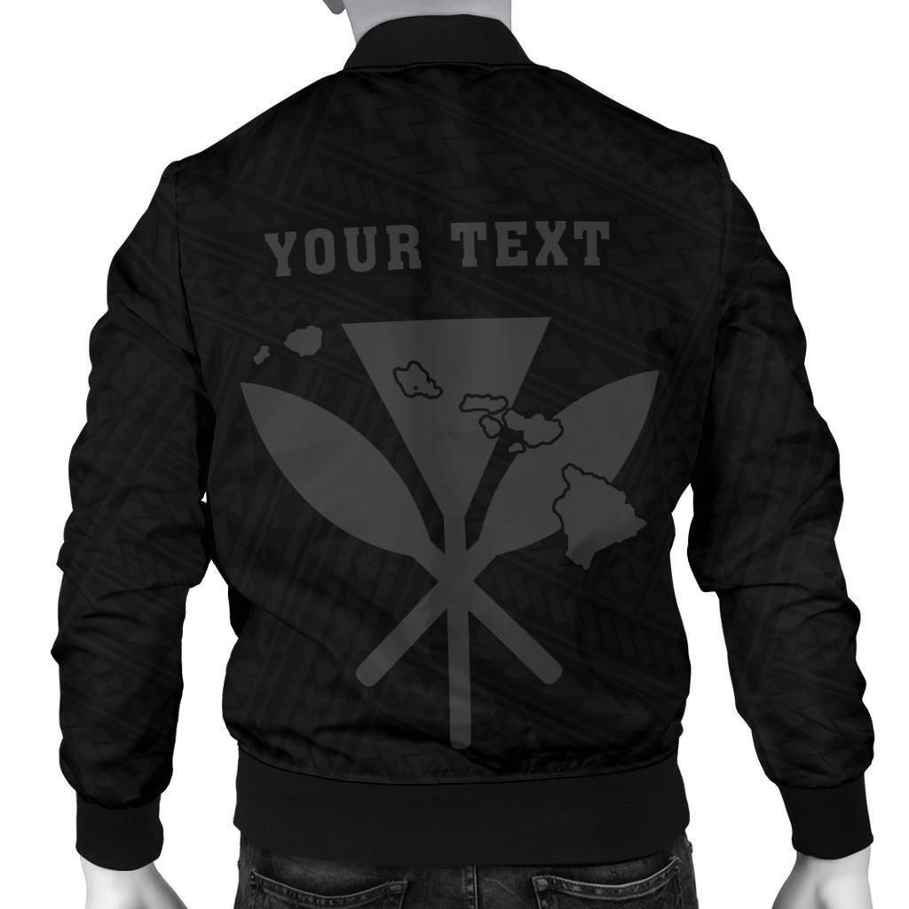 Hawaii Kakau Polynesian Kanaka Map Personalized Men's Bomber Jacket Grey