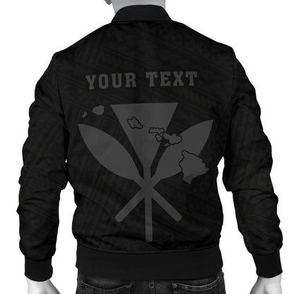 Hawaii Kakau Polynesian Kanaka Map Personalized Men's Bomber Jacket Grey