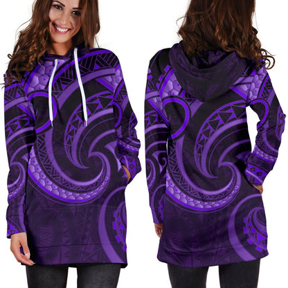New Zealand Maori Mangopare Women Hoodie Dress Polynesian Purple