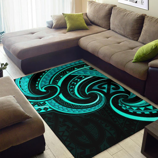 New Zealand Maori Mangopare Area Rug Polynesian Turquoise