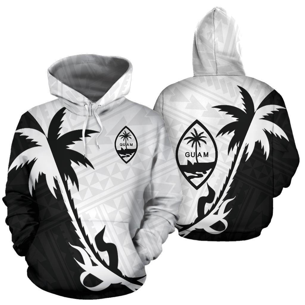 Guam Hoodie Guam Coat Of Arms Coconut Tree Black White K4