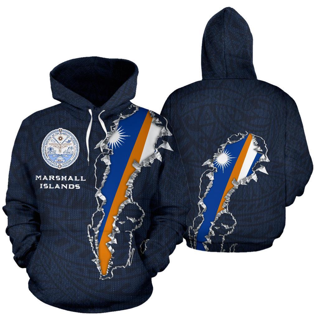 Marshall Islands Polynesian Hoodie Marshall Islands Seal Flag K5