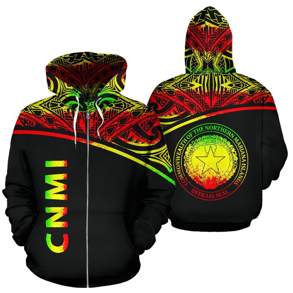 Northern Mariana Islands Polynesian Zip Hoodie Reggae Fog Version