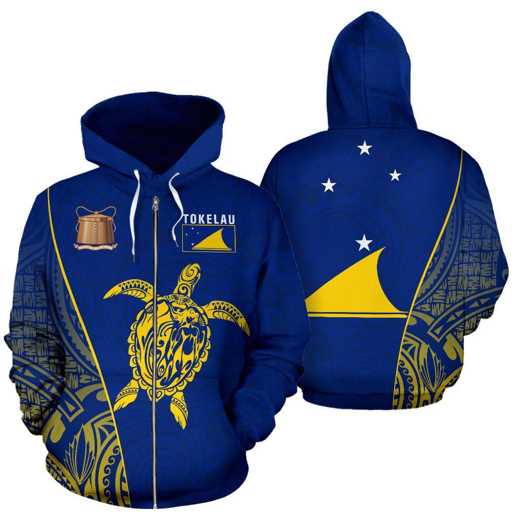 Tokelau Zip Up Hoodie Tokelau Flag Coat Of Arms Turtle TH5