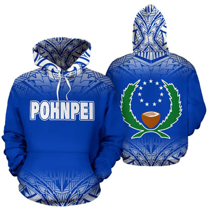Pohnpei All Over Hoodie Blue Fog Style