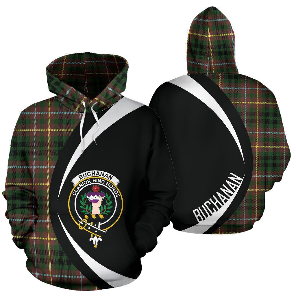 Printivon Buchanan Hunting Tartan Crest Hoodie Circle Style