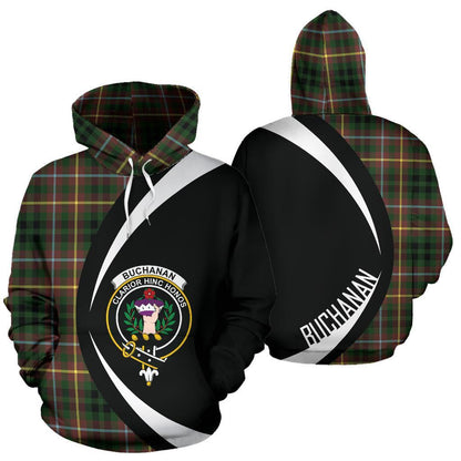 Printivon Buchanan Hunting Tartan Crest Hoodie Circle Style