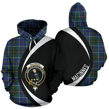 Printivon Macinnes Modern Tartan Crest Hoodie Circle Style