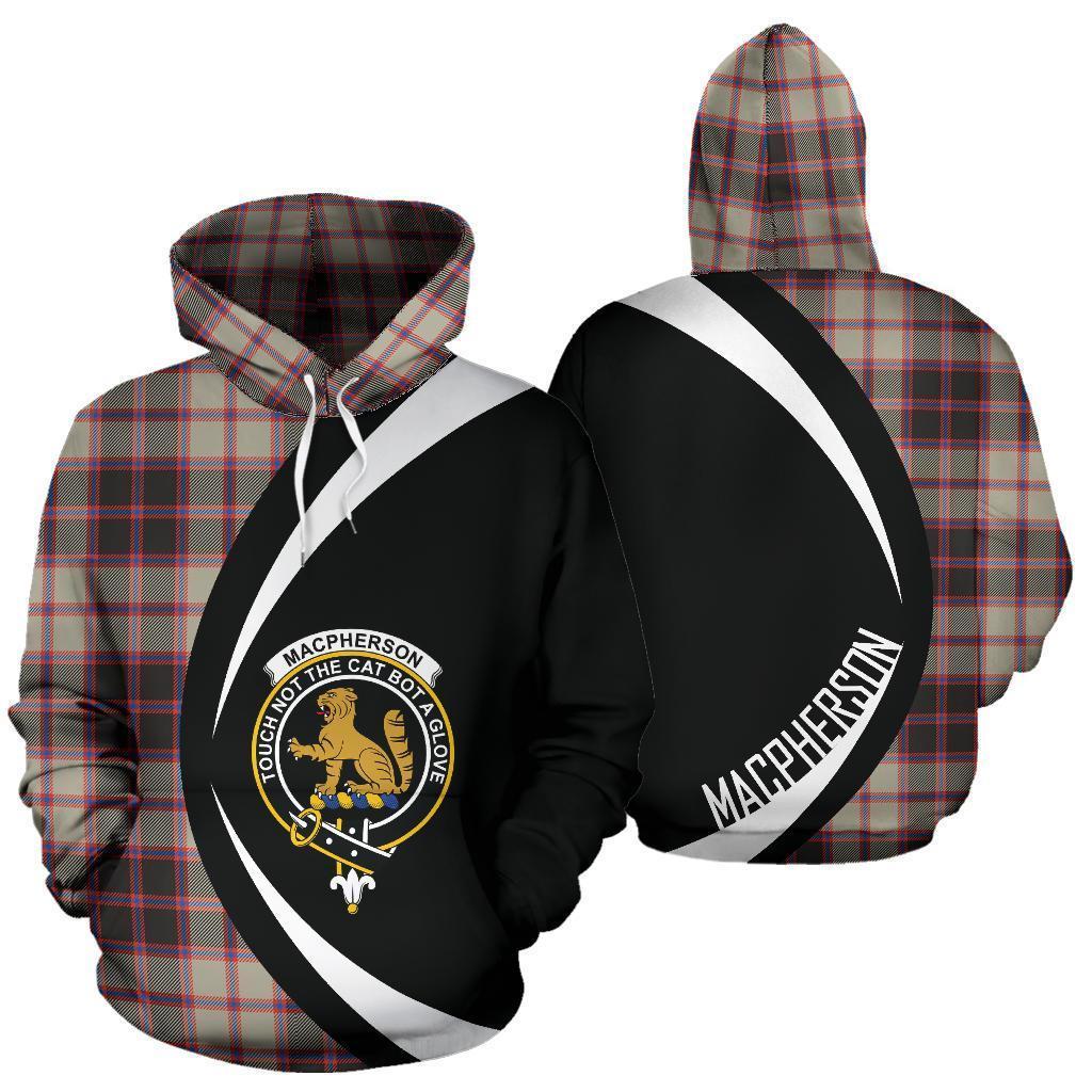 Printivon Macpherson Hunting Ancient Tartan Crest Hoodie Circle Style