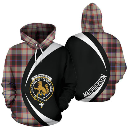 Printivon Macpherson Hunting Ancient Tartan Crest Hoodie Circle Style
