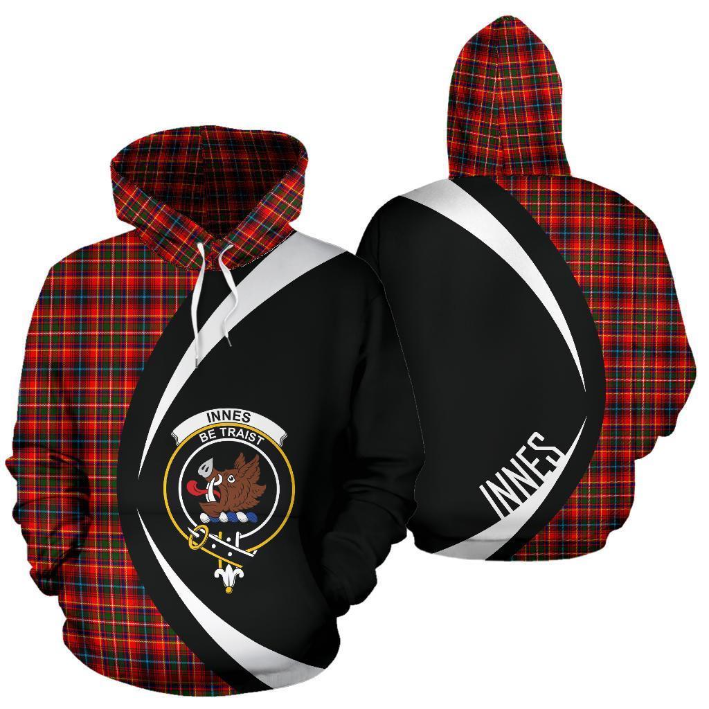 Printivon Innes Modern Tartan Crest Hoodie Circle Style