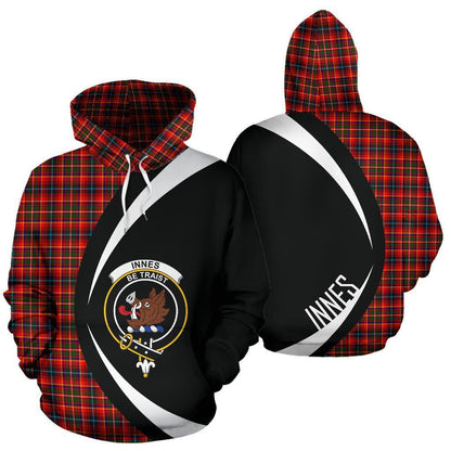 Printivon Innes Modern Tartan Crest Hoodie Circle Style