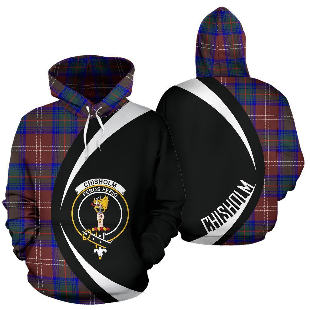 Printivon Chisholm Hunting Modern Tartan Crest Hoodie Circle Style