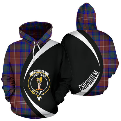 Printivon Chisholm Hunting Modern Tartan Crest Hoodie Circle Style
