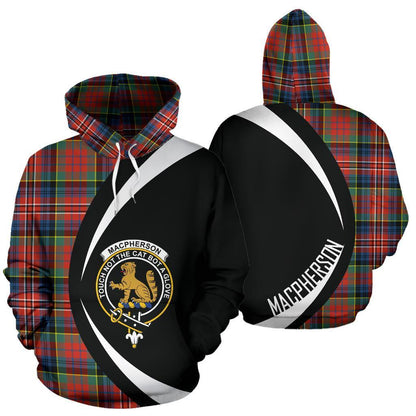 Printivon Macpherson Ancient Tartan Crest Hoodie Circle Style
