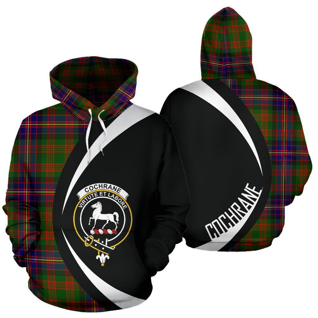 Printivon Cochrane Modern Tartan Crest Hoodie Circle Style