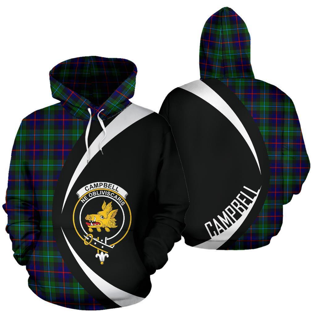 Printivon Campbell Of Cawdor Modern Tartan Crest Hoodie Circle Style