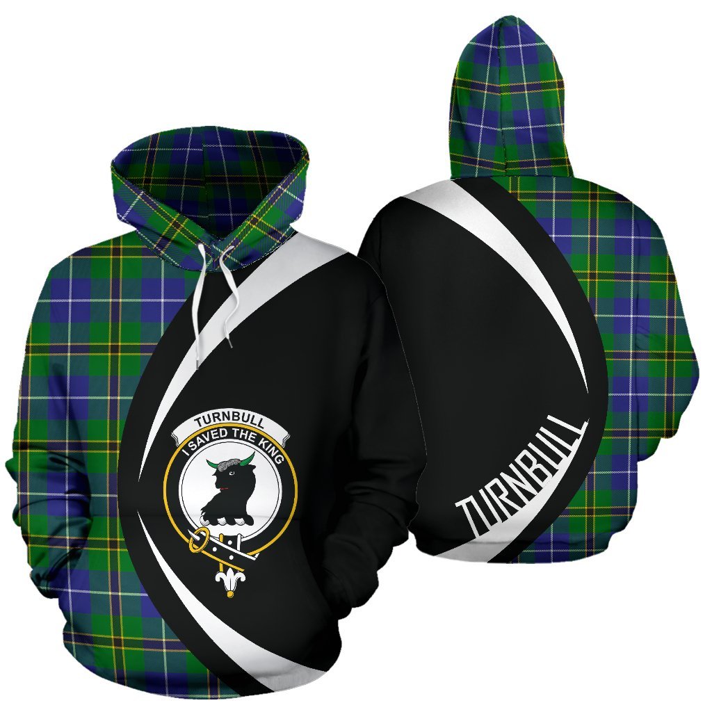 Printivon Turnbull Hunting Tartan Crest Hoodie Circle Style
