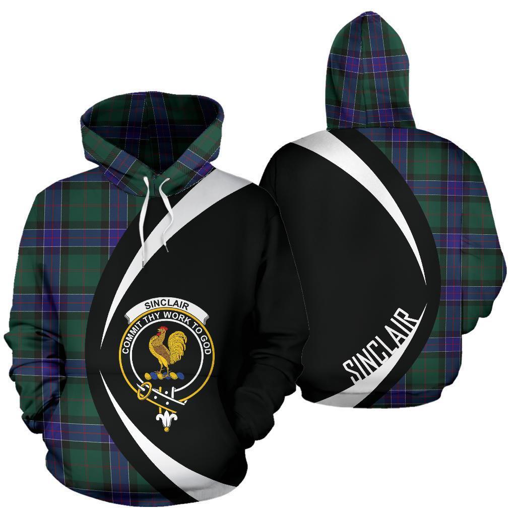 Printivon Sinclair Hunting Modern Tartan Crest Hoodie Circle Style