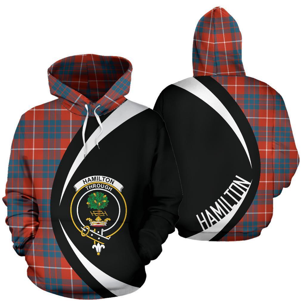 Printivon Hamilton Ancient Tartan Crest Hoodie Circle Style