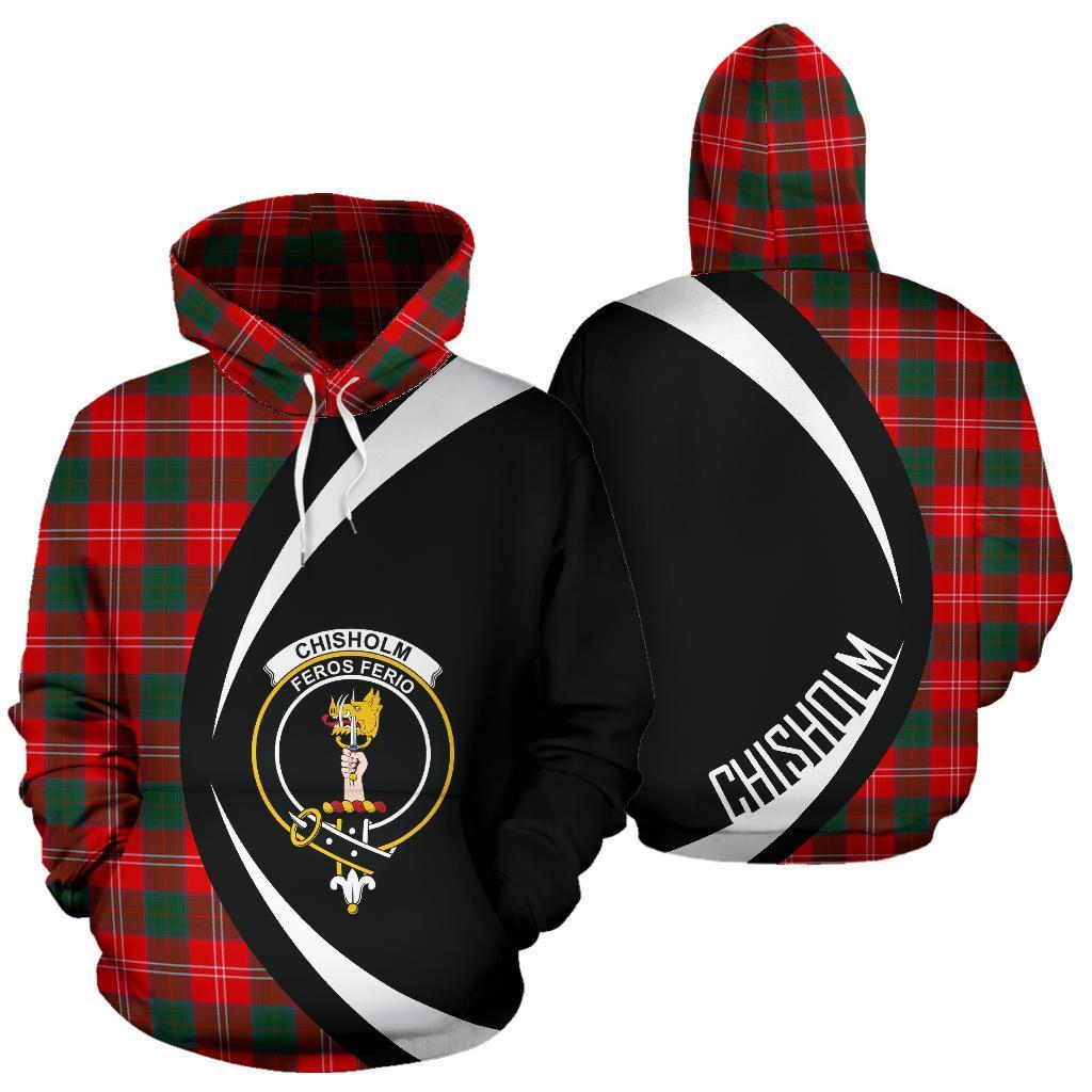 Printivon Chisholm Modern Tartan Crest Hoodie Circle Style