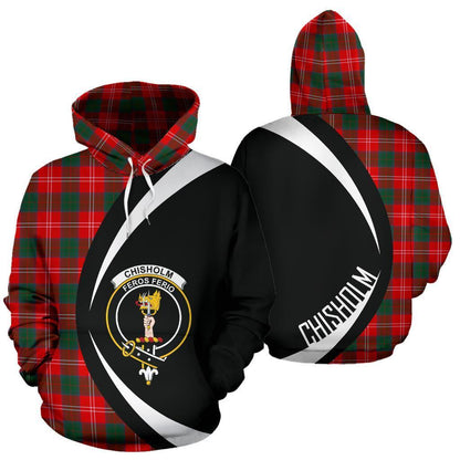 Printivon Chisholm Modern Tartan Crest Hoodie Circle Style