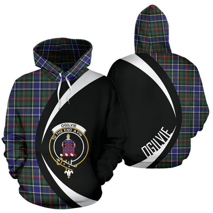 Printivon Ogilvie Hunting Modern Tartan Crest Hoodie Circle Style