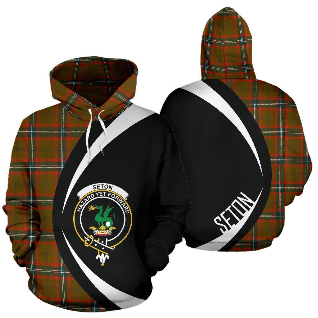 Printivon Seton Hunting Modern Tartan Crest Hoodie Circle Style