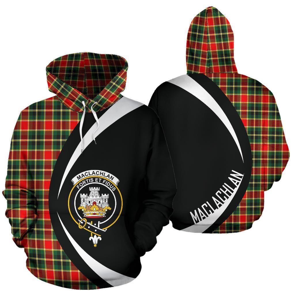 Printivon Maclachlan Hunting Modern Tartan Crest Hoodie Circle Style