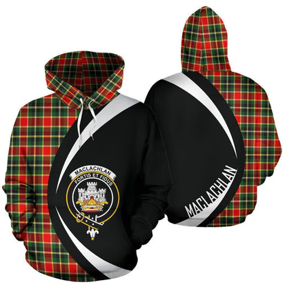 Printivon Maclachlan Hunting Modern Tartan Crest Hoodie Circle Style
