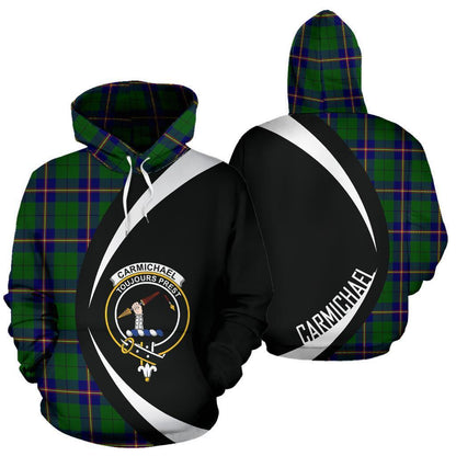 Printivon Carmichael Modern Tartan Crest Hoodie Circle Style