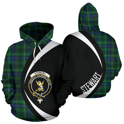 Printivon Stewart Hunting Modern Tartan Crest Hoodie Circle Style