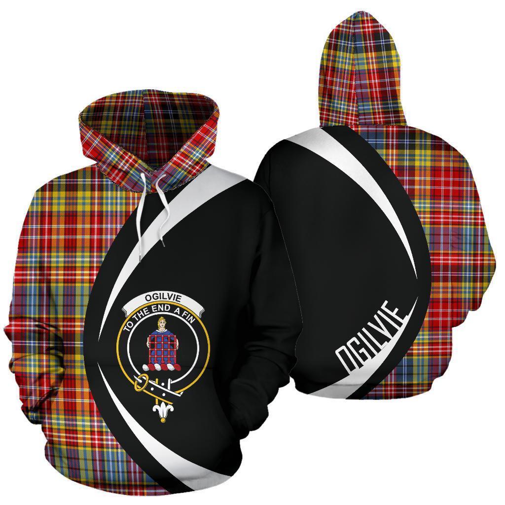 Printivon Ogilvie Of Airlie Ancient Tartan Crest Hoodie Circle Style