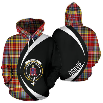 Printivon Ogilvie Of Airlie Ancient Tartan Crest Hoodie Circle Style